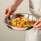 onlycook 304不锈钢餐盘 家用菜盘蒸鱼盘子 蒸肠粉圆盘凉皮盘 平底托盘-26