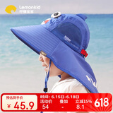 lemonkid儿童帽子夏宝宝遮阳帽男女童太阳帽亲子遮阳渔夫帽海洋蓝鲨鱼58