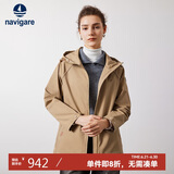 Navigare意大利小帆船女士连帽风衣纯色宽松斗篷外套2331543503 砂 S 