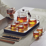 忆壶茶（YIHUTEA） 高档整套茶具玻璃家用功夫茶具套装含茶盘飘逸壶泡茶壶茶水分离 600ML壶6杯+主人杯+公道杯+茶盘