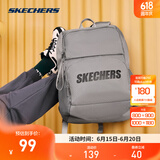 斯凯奇（Skechers）男女同款196家族双肩包电脑包学生经典百搭简约高中书包旅行背包 霜灰色/004L 20-30升