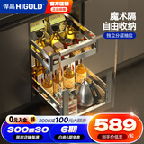 悍高（HIGOLD）拉篮304不锈钢厨房橱柜双层调味篮带阻尼导轨 450柜2层-L系列调味篮