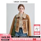 VEGA CHANG皮毛一体短外套女2024年秋冬宽松显瘦旷野美拉德毛绒保暖夹克外套 布朗棕（短款） L