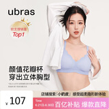 ubras花瓣杯软支撑文胸罩细肩带女士内衣女无钢圈聚拢奶盐蓝-背勾M