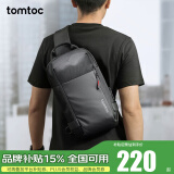 tomtoc单肩包男士斜挎包大容量背包休闲胸包男式学生包包骑行包T24 曜石黑 L码