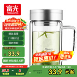 富光健牌双层玻璃杯支持团购定制茶杯办公杯带把 大容量男女水杯子