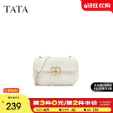 他她（TATA）菱格小方包女包包气质通勤链条单肩包斜挎包新款X3257BX4 米色 F