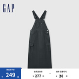 Gap女装夏季多口袋可调节背带裙工装户外百搭长裙498048 黑色 S (160/80A) 亚洲尺码