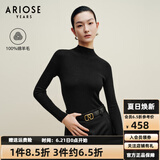 艾诺丝雅诗【商场同款】新款100%绵羊毛修身打底针织衫内搭30938083 黑色 M