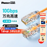 PANDUIT 泛达超六类细网线CAT6A类跳线家用电脑宽带POE监控万兆高速成品线 赤茶橘 0.5米
