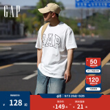Gap【热卖爆款】男装夏撞色logo圆领短袖T恤纯棉上衣544465 白色 165/88A(S) 亚洲尺码