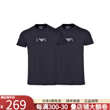 阿玛尼（ARMANI）奢侈品男装 男装短袖t恤男士时尚休闲修身薄款微弹短袖T恤两件装 黑色 L 135-155斤