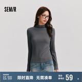 森马（Semir）长袖T恤女半高领吸湿发热抗菌2024冬紧身抓绒打底衫109724101001
