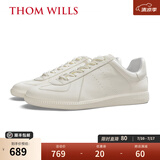 THOM WILLS【轻柔透气】德训鞋男经典无内里轻薄牛皮舒适休闲鞋百搭白色板鞋 米白色G952 41 /7.5码
