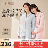 十月结晶月子服产后半边绒纯棉孕妇睡衣女春秋哺乳睡衣夏月子家居服 慕城蓝【V领开衫款】适宜0-10° M码（建议90-120斤）