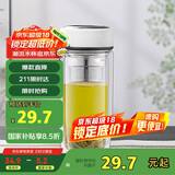 希乐玻璃杯双层玻璃水杯男士商务办公茶水分离杯便携泡茶杯子大容量