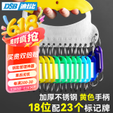 DSB（迪士比）黄色钥匙盘18位钥匙圈环房东钥匙标签牌钥匙串管理钥匙扣加厚标记收纳（附23个标记牌）