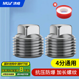 沐唯（muvi）不锈钢外丝堵头 内丝水管堵丝堵帽4分2只装DT001-2