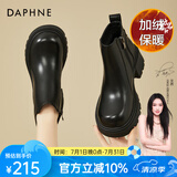 达芙妮（DAPHNE）短靴女秋冬加绒加厚冬季新款英伦风保暖皮靴冬款瘦瘦靴冬 黑色 加绒 跟高6cm 37 (235mm)
