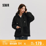 森马外套女仿羊羔毛摇粒绒双面穿连帽重磅夹克24新款109724108002