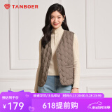 坦博尔轻薄羽绒马甲女中老年开衫内恤背心TD236012 生巧咖 XL (175)