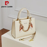 皮尔卡丹（pierre cardin）女包2025新款丝巾手提包妈妈斜挎通勤包生日好礼 米色 礼盒装