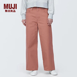 无印良品（MUJI）女式牛仔宽版宽松裤女款裤子直筒裤阔腿裤宽版裤纯棉全棉丹宁回潮 烟熏粉色 BE1RVA4S 26inch 165/66A