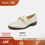 Clarks其乐女鞋Taylor Trim乐福鞋女复古小皮鞋单鞋通勤平底鞋豆豆鞋 白色 建议拍小半码 36