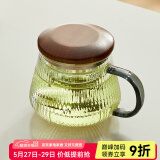 忆壶茶（YIHUTEA） 茶杯玻璃杯茶水分离泡茶杯 带过滤花茶杯 家用耐热装开水杯子 【竖纹加厚】楠初杯400ML