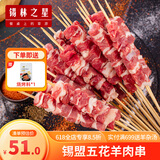 锡林之星 内蒙古锡盟羊肉串五花新鲜羊肉半成品烧烤食材野营团建BBQ 五花羊肉串20串