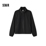 森马（Semir）外套女抗静电摇粒绒宽松休闲冬季拼接立领插肩袖夹克101724108004