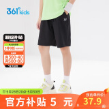 361°儿童短裤夏季男女童3-12岁透气运动裤梭织五分裤 黑 175