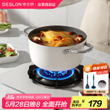 德世朗（DESLON）小满鹅卵石汤锅家用炖煮焖烧煲汤锅燃气电磁炉通用不粘锅白