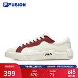 FILA FUSION斐乐女鞋帆布鞋女 低帮板鞋POP轻质帆布鞋休闲运动鞋女 奶白/烧砖红-GF 37.5