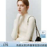范思蓝恩22FS4132半高领打底衫女秋冬修身内搭叠穿长袖针织衫上衣 米杏色 M