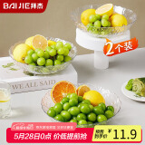 拜杰水果盘零食盘客厅家用干果盘托盘糖果坚果盘冰川纹轻奢果盘两只装