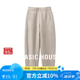 Basic House/百家好加厚加绒休闲裤女秋冬香蕉裤奶奶裤保暖百搭宽松显瘦新款 燕麦色 XL 120-130斤