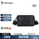 暇步士（Hush Puppies）男士单肩包斜挎包新款时尚户外通勤真皮邮差包牛皮小背包送男友 黑色HA-2011708W-5710