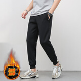 季骆森运动裤男秋冬新款棉质加绒加厚宽松小脚休闲裤子男士青年保暖长裤 【加绒】1881黑色 M