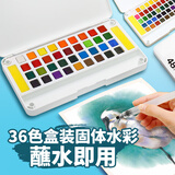 掌握（GRASP）36色固体水彩颜料儿童美术绘画水彩水粉美术专业工具初学者手绘画颜料出游创作户外写生必备