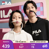 FILA 斐乐官方情侣款连帽卫衣秋季新款纯棉宽松针织长袖上衣加绒 蒸汽白-IV S