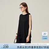 范思蓝恩花梨裙 无袖设计感气质A字连衣裙夏装新款韩版系带蝴蝶结 黑色 S
