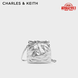 CHARLES&KEITH迷你菱格流浪包单肩斜挎双肩包包女包生日礼物CK2-60782390 Silver银色 S