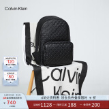 Calvin KleinJeans男士校园风满版压印字母拉链ck大容量双肩包节日礼物HH2622 UB1-太空黑 OS