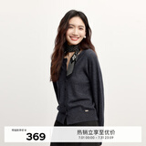 伊芙丽圆领全成型纯羊毛长袖针织开衫女2024秋装新款女装薄款开衫 深灰 160/85CM/M 100-120斤