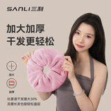 三利吸水毛巾发圈加大加厚大肠圈女速干不伤发干发神器 粉色