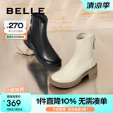 百丽（Belle）百搭弹力靴女商场同款芒果头平跟休闲短靴A2P1DDD3 黑色-单里 35 (225mm)