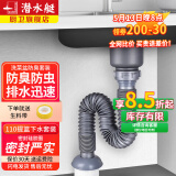 潜水艇厨房洗菜盆下水管拖把池延长加长水槽水池排水管防臭加厚单槽下水 【110提篮】防臭下水套装