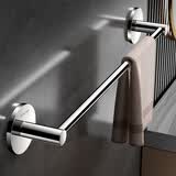 慕尼304不锈钢毛巾架免打孔卫生间毛巾挂杆加长单杆厕所浴室置物架子 标准款-单杆50cm(仅免打孔安装)