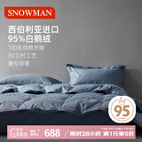 斯诺曼100支贡缎进口95%白鹅绒羽绒春秋被芯空调被子1.5*2.1m充350g蓝色